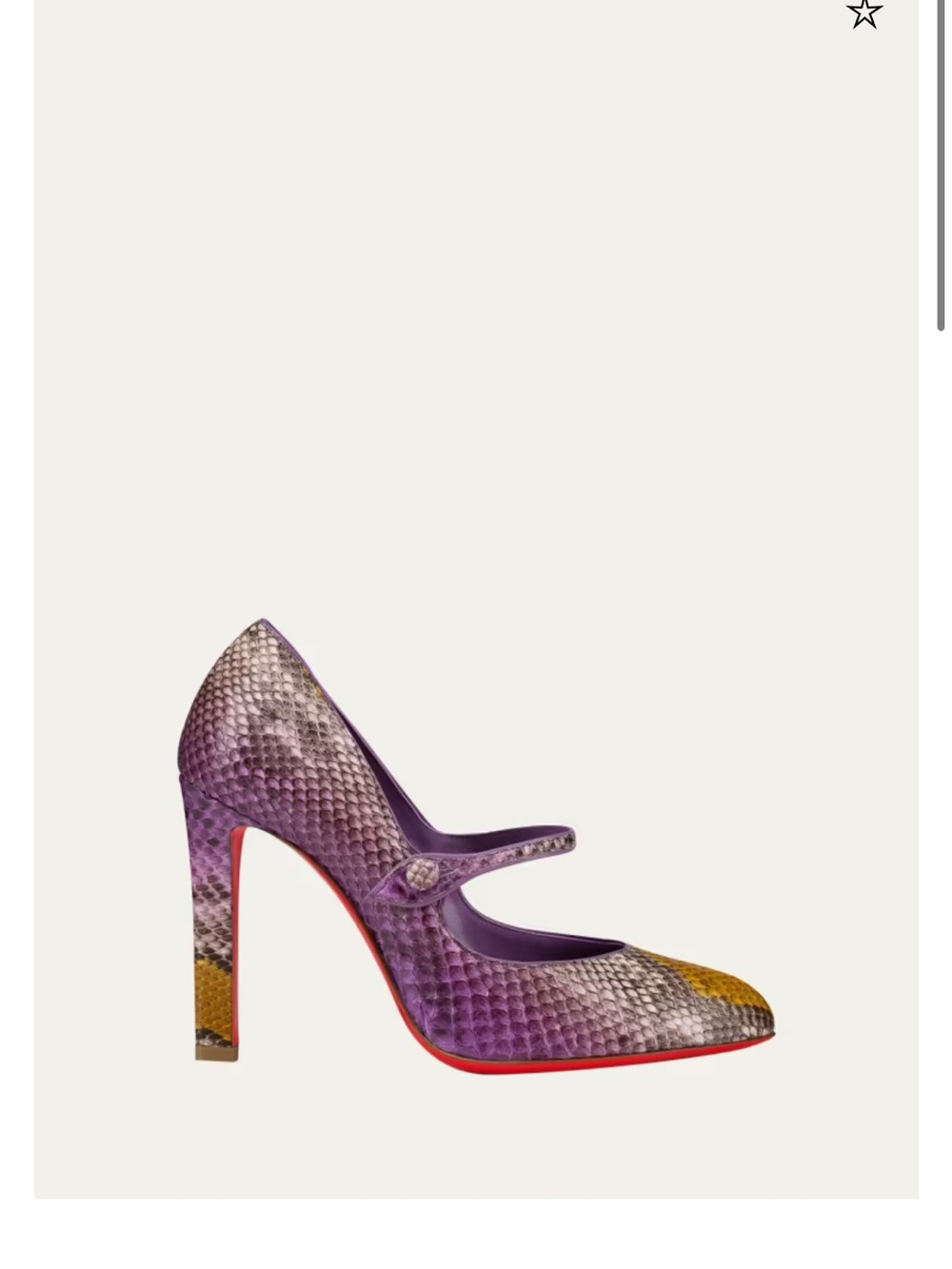 Christian Louboutin Purple Python-Print Mary Jane Fanny Pumps this season!